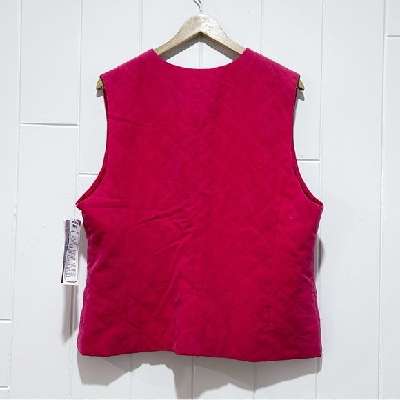 🆕 Vintage Bianca Nygard 100% Silk Fuchsia Quilted Vest - Picture 6 of 6